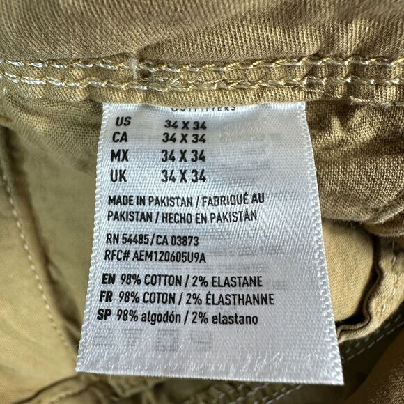 American Eagle Next Level Flex Mens 35x32.5 SLIM Straight Leg Chino Khaki Pants - Picture 10 of 10